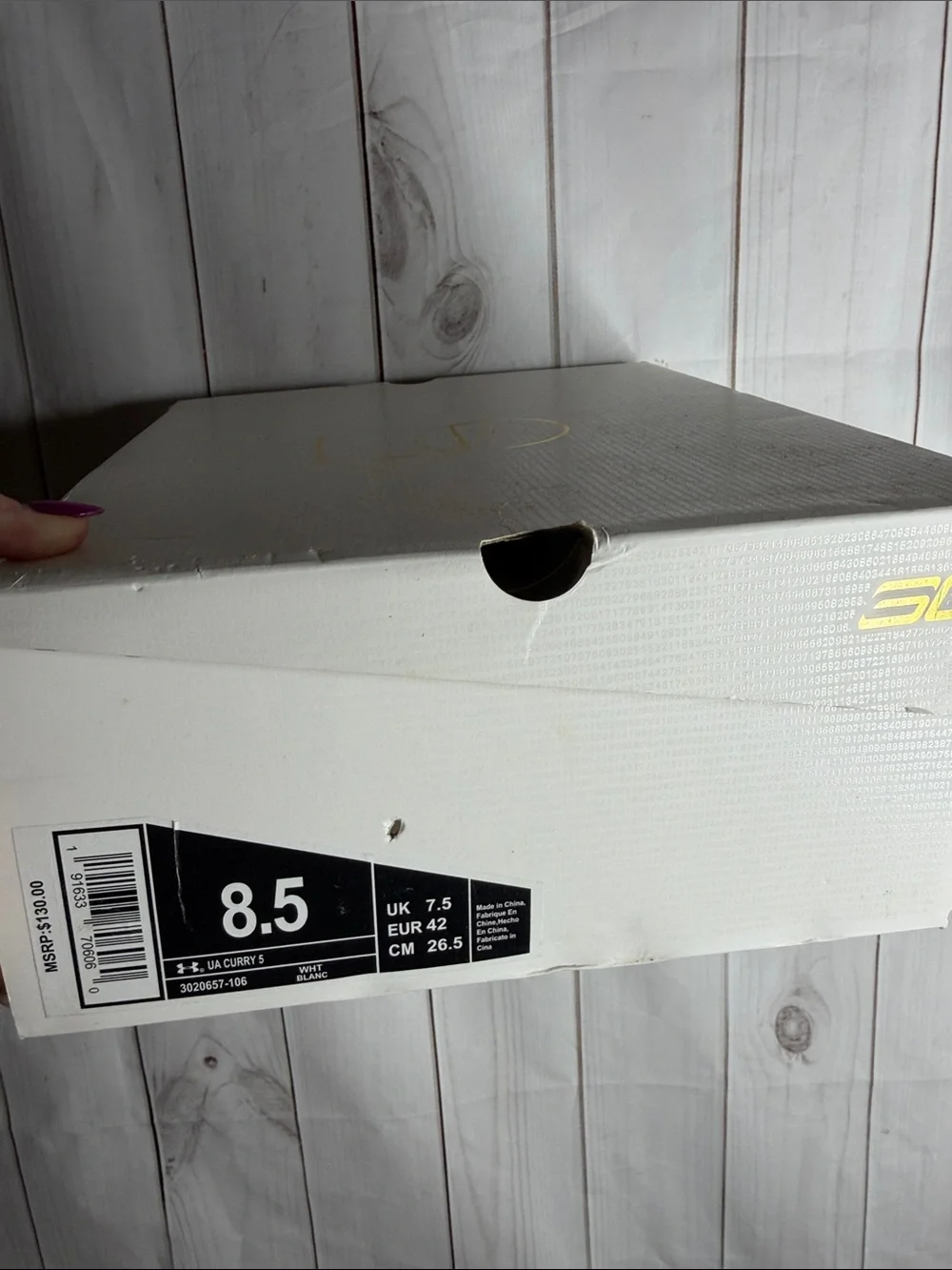 Collectable Under Armour Curry 5 Men's White Sneakers with Light Blue Accents